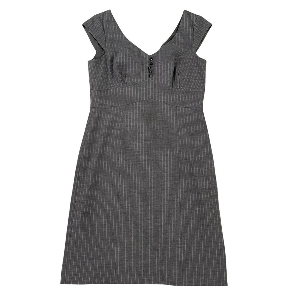 Antonio Melani Gray Pinstripe Dress Business size 6 Cap sleeves Work Office
